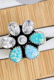 One Of A Kind Opal & White CZ Rings-Rings-Krush Kandy, Women's Online Fashion Boutique Located in Phoenix, Arizona (Scottsdale Area)