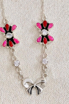 One Of A Kind Opal & Bow Necklaces-Chain Necklaces-Krush Kandy, Women's Online Fashion Boutique Located in Phoenix, Arizona (Scottsdale Area)