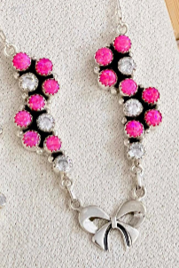 One Of A Kind Opal & Bow Necklaces-Chain Necklaces-Krush Kandy, Women's Online Fashion Boutique Located in Phoenix, Arizona (Scottsdale Area)