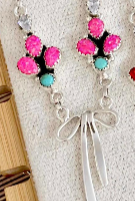 One Of A Kind Opal & Bow Necklaces-Chain Necklaces-Krush Kandy, Women's Online Fashion Boutique Located in Phoenix, Arizona (Scottsdale Area)