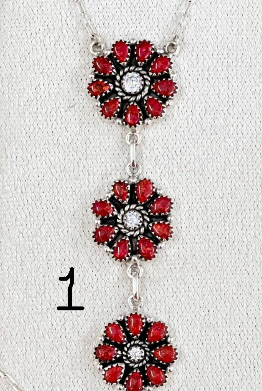 Red Opal Trio Cluster Necklaces-Chain Necklaces-Krush Kandy, Women's Online Fashion Boutique Located in Phoenix, Arizona (Scottsdale Area)