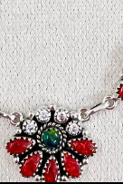 Red Opal Trio Cluster Necklaces-Chain Necklaces-Krush Kandy, Women's Online Fashion Boutique Located in Phoenix, Arizona (Scottsdale Area)