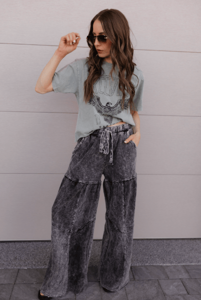 Desert Daze Mineral Wash Wide-Leg Pants-Bottoms-Krush Kandy, Women's Online Fashion Boutique Located in Phoenix, Arizona (Scottsdale Area)