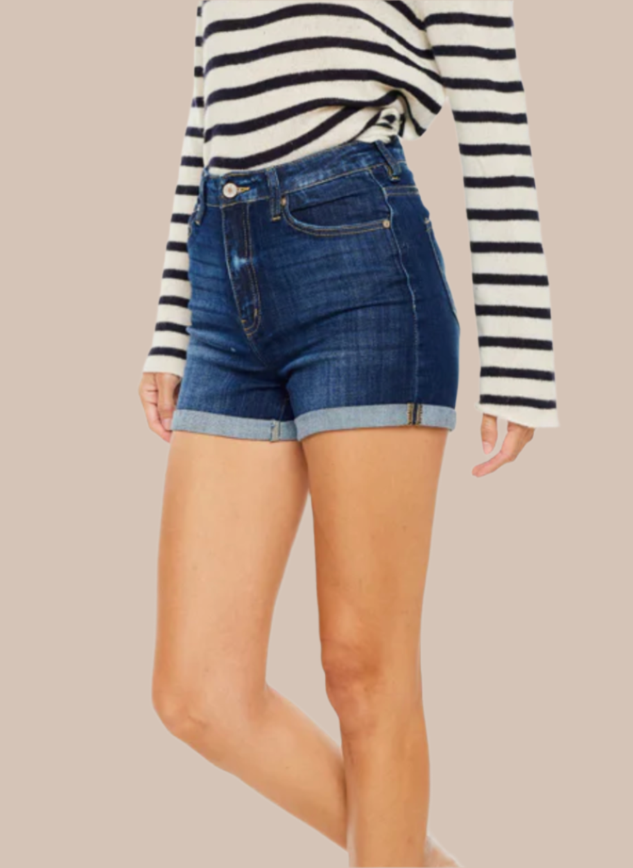 Kancan High-Rise Cuffed Denim Shorts-Shorts-Krush Kandy, Women's Online Fashion Boutique Located in Phoenix, Arizona (Scottsdale Area)
