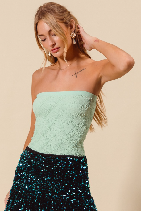 Jacquard Floral Seamless Tube Top-Tops-Krush Kandy, Women's Online Fashion Boutique Located in Phoenix, Arizona (Scottsdale Area)