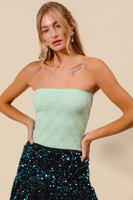 Jacquard Floral Seamless Tube Top-Tops-Krush Kandy, Women's Online Fashion Boutique Located in Phoenix, Arizona (Scottsdale Area)