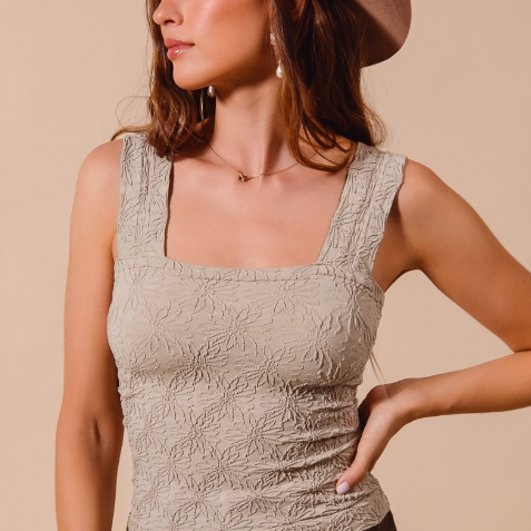 Textured Jacquard Knit Tank Top-Tanks-Krush Kandy, Women's Online Fashion Boutique Located in Phoenix, Arizona (Scottsdale Area)