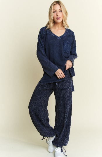 Mineral Wash Eyelet Tie Hem Joggers-Pants-Krush Kandy, Women's Online Fashion Boutique Located in Phoenix, Arizona (Scottsdale Area)