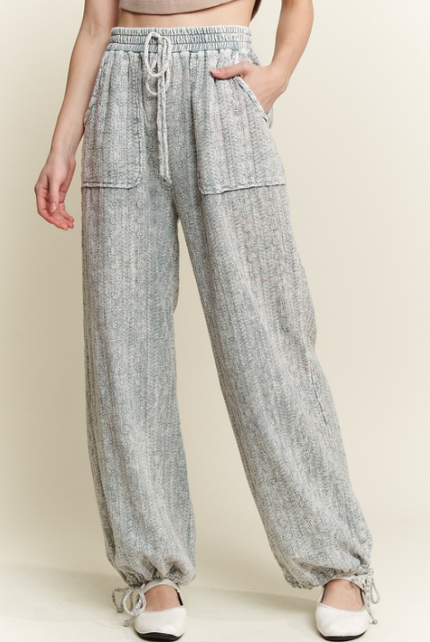 Mineral Wash Eyelet Tie Hem Joggers-Pants-Krush Kandy, Women's Online Fashion Boutique Located in Phoenix, Arizona (Scottsdale Area)