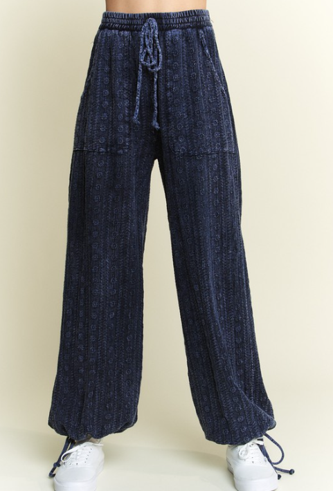 Mineral Wash Eyelet Tie Hem Joggers-Pants-Krush Kandy, Women's Online Fashion Boutique Located in Phoenix, Arizona (Scottsdale Area)