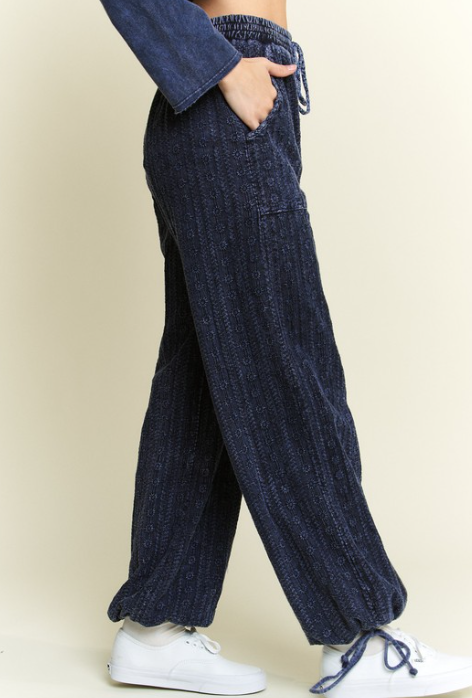 Mineral Wash Eyelet Tie Hem Joggers-Pants-Krush Kandy, Women's Online Fashion Boutique Located in Phoenix, Arizona (Scottsdale Area)