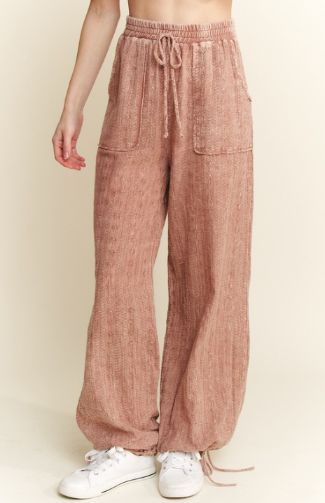 Mineral Wash Eyelet Tie Hem Joggers-Pants-Krush Kandy, Women's Online Fashion Boutique Located in Phoenix, Arizona (Scottsdale Area)