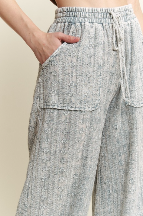 Mineral Wash Eyelet Tie Hem Joggers-Pants-Krush Kandy, Women's Online Fashion Boutique Located in Phoenix, Arizona (Scottsdale Area)