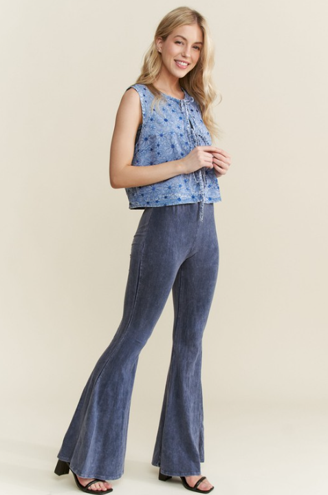 J.HER Retro Ribbed Flare Pants-Pants-Krush Kandy, Women's Online Fashion Boutique Located in Phoenix, Arizona (Scottsdale Area)