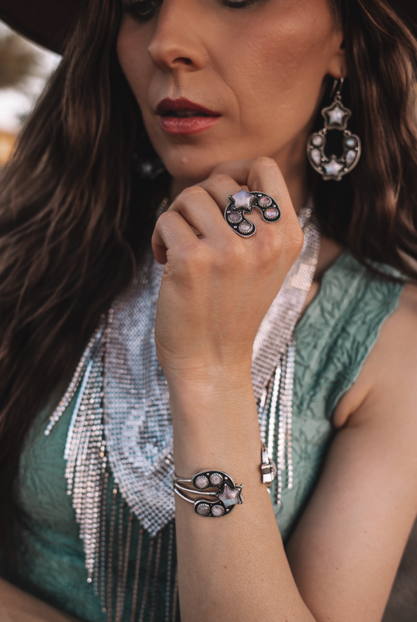 Starry Night Horseshoe Stone Earrings-Stud Earrings-Krush Kandy, Women's Online Fashion Boutique Located in Phoenix, Arizona (Scottsdale Area)