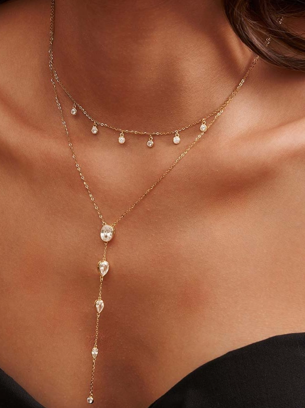 Double Layer Chain Tassel Lariat Necklace-Necklaces-Krush Kandy, Women's Online Fashion Boutique Located in Phoenix, Arizona (Scottsdale Area)