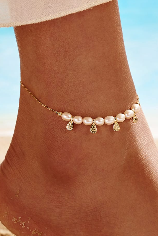 Freshwater Pearl Water Drop Minimalist Anklet-Bracelets-Krush Kandy, Women's Online Fashion Boutique Located in Phoenix, Arizona (Scottsdale Area)