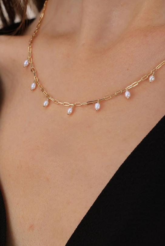 Linked Together Freshwater Pearl Necklace-Necklaces-Krush Kandy, Women's Online Fashion Boutique Located in Phoenix, Arizona (Scottsdale Area)