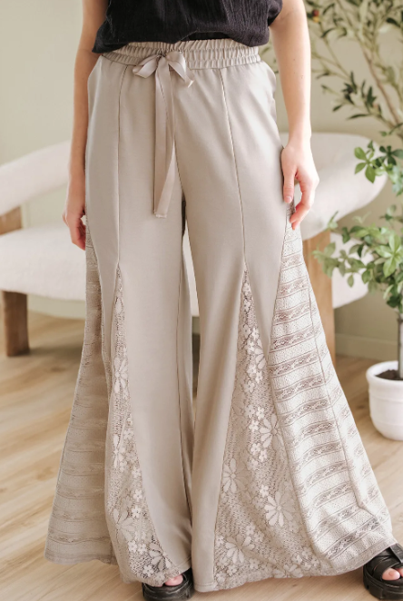 Sand Swept Boho Lace Wide Leg Pants-Pants-Krush Kandy, Women's Online Fashion Boutique Located in Phoenix, Arizona (Scottsdale Area)