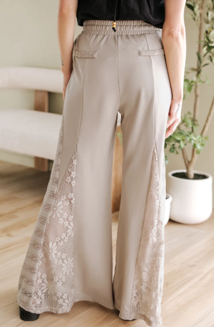 Sand Swept Boho Lace Wide Leg Pants-Pants-Krush Kandy, Women's Online Fashion Boutique Located in Phoenix, Arizona (Scottsdale Area)