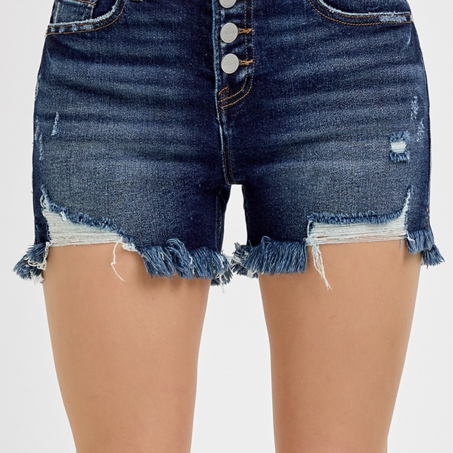 Risen Krissy Button Fly Frayed Hem Denim Shorts-Shorts-Krush Kandy, Women's Online Fashion Boutique Located in Phoenix, Arizona (Scottsdale Area)