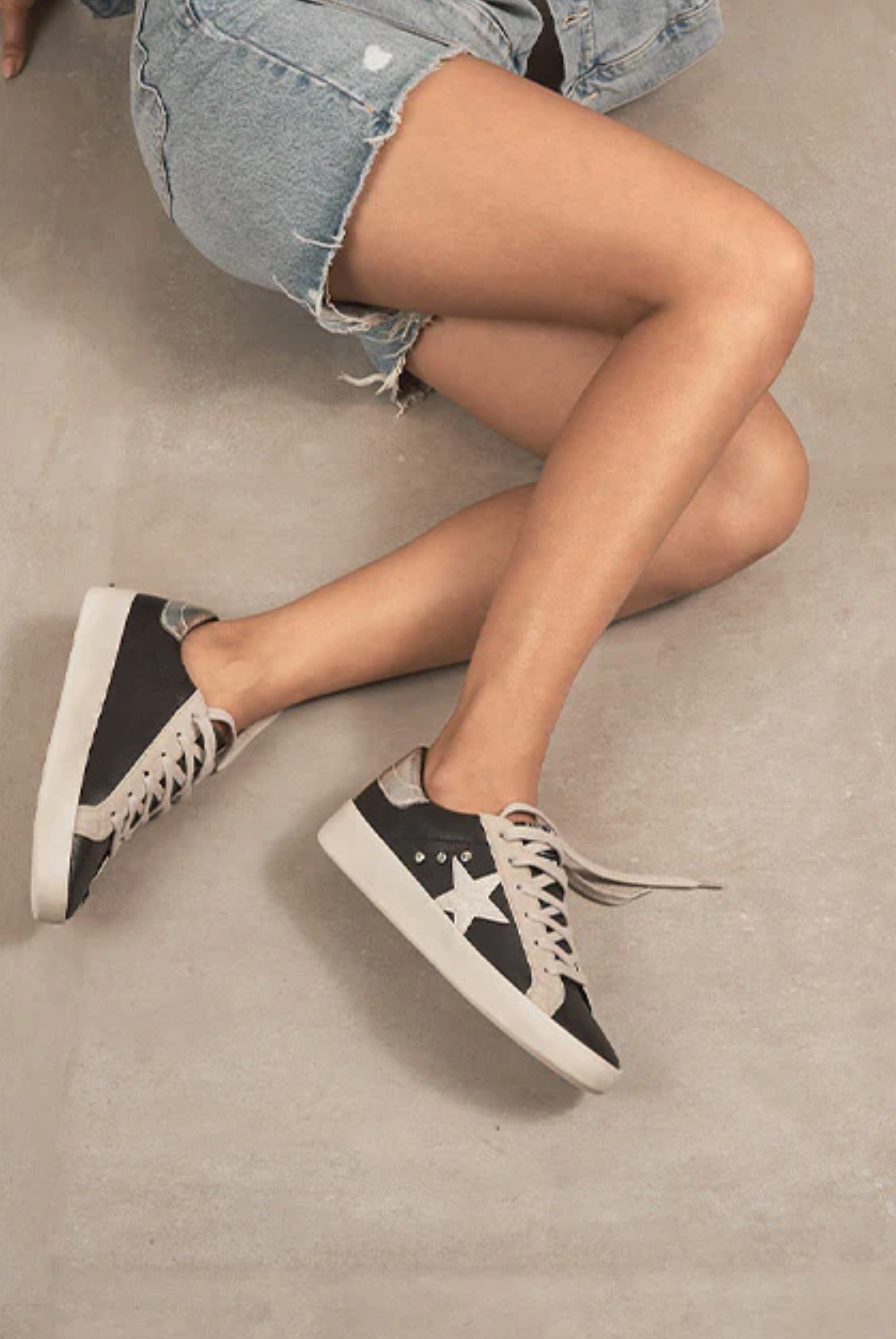 BRADY Black & Silver Star Accented Sneaker-Sneakers-Krush Kandy, Women's Online Fashion Boutique Located in Phoenix, Arizona (Scottsdale Area)