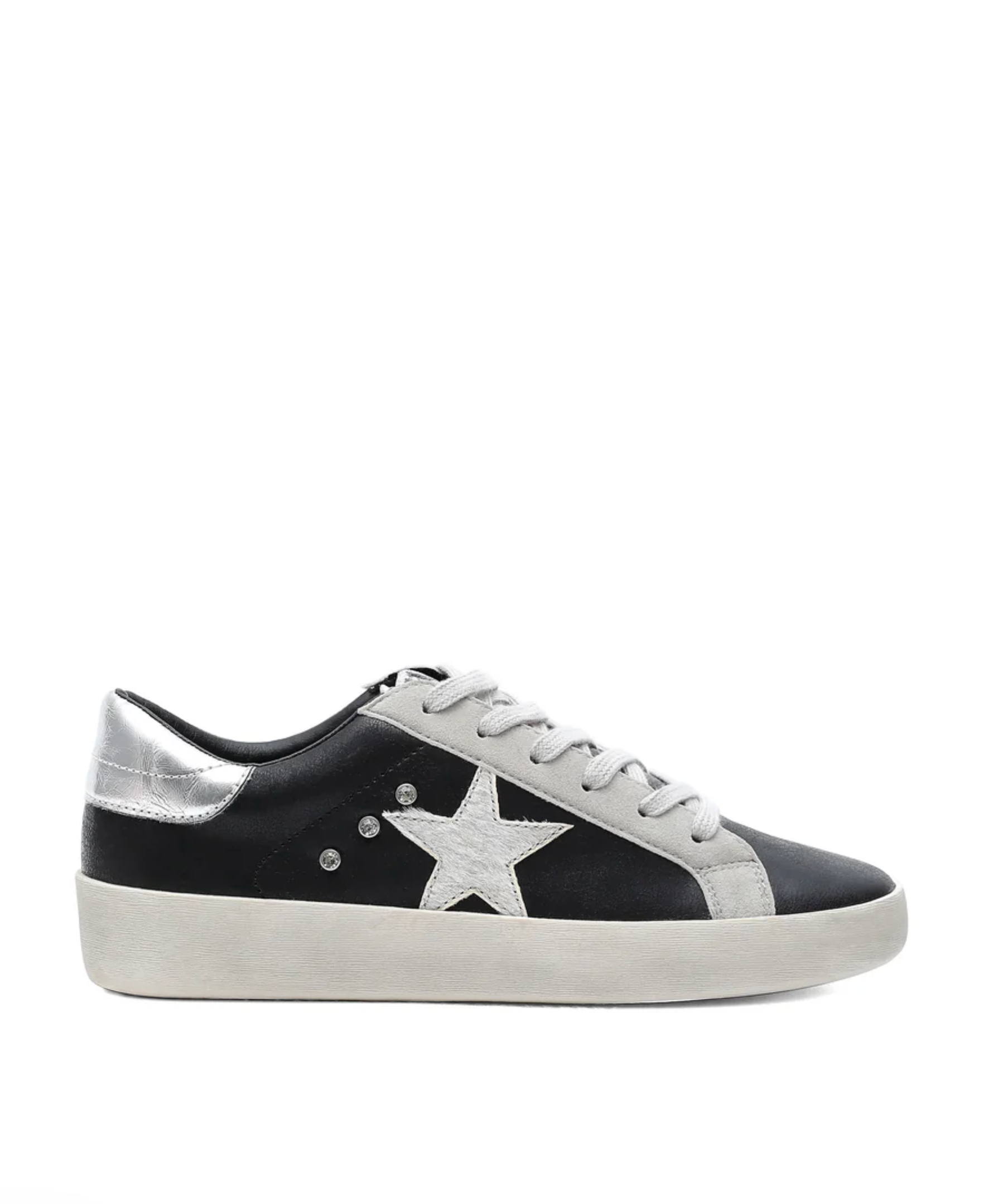 BRADY Black & Silver Star Accented Sneaker-Sneakers-Krush Kandy, Women's Online Fashion Boutique Located in Phoenix, Arizona (Scottsdale Area)