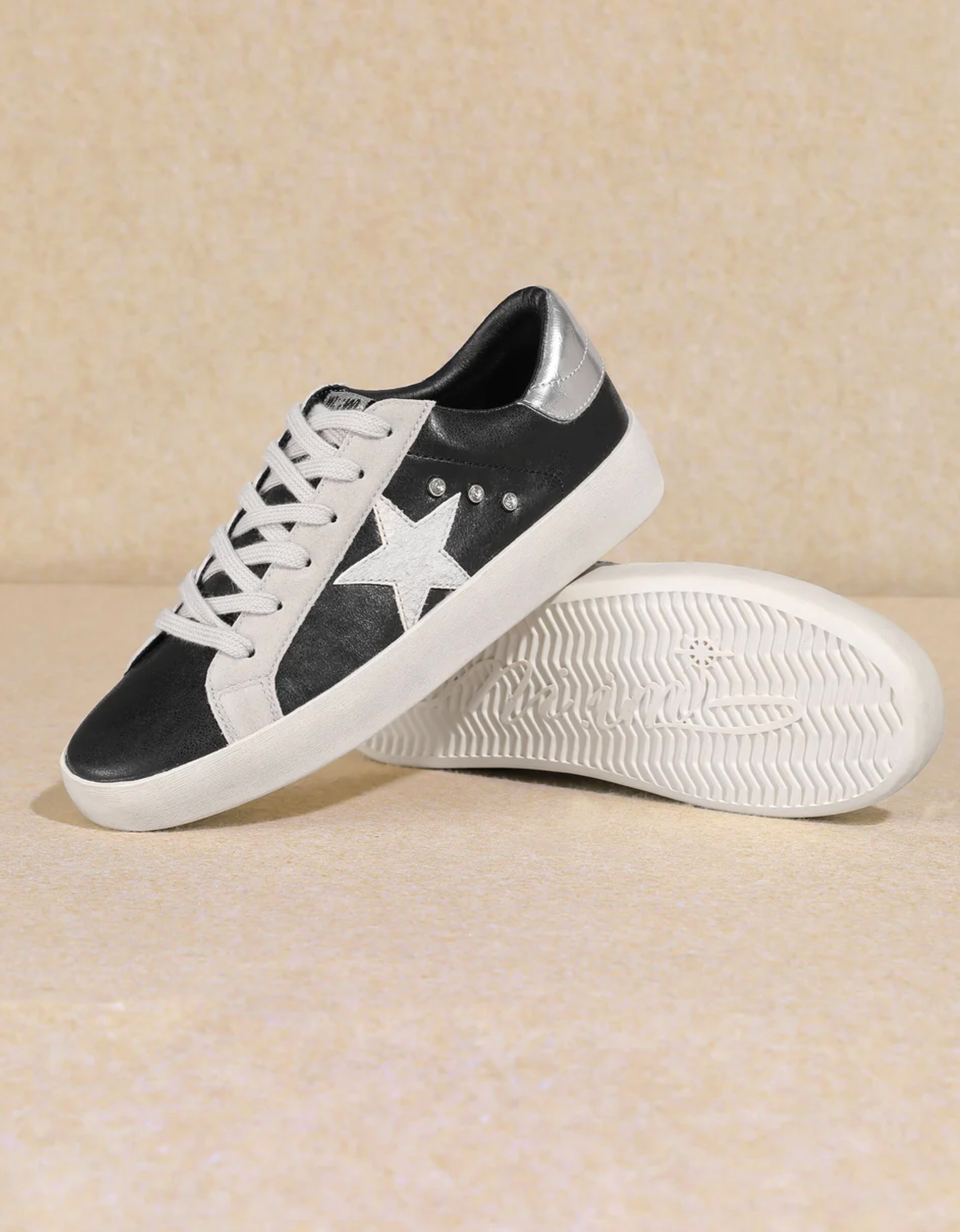 BRADY Black & Silver Star Accented Sneaker-Sneakers-Krush Kandy, Women's Online Fashion Boutique Located in Phoenix, Arizona (Scottsdale Area)