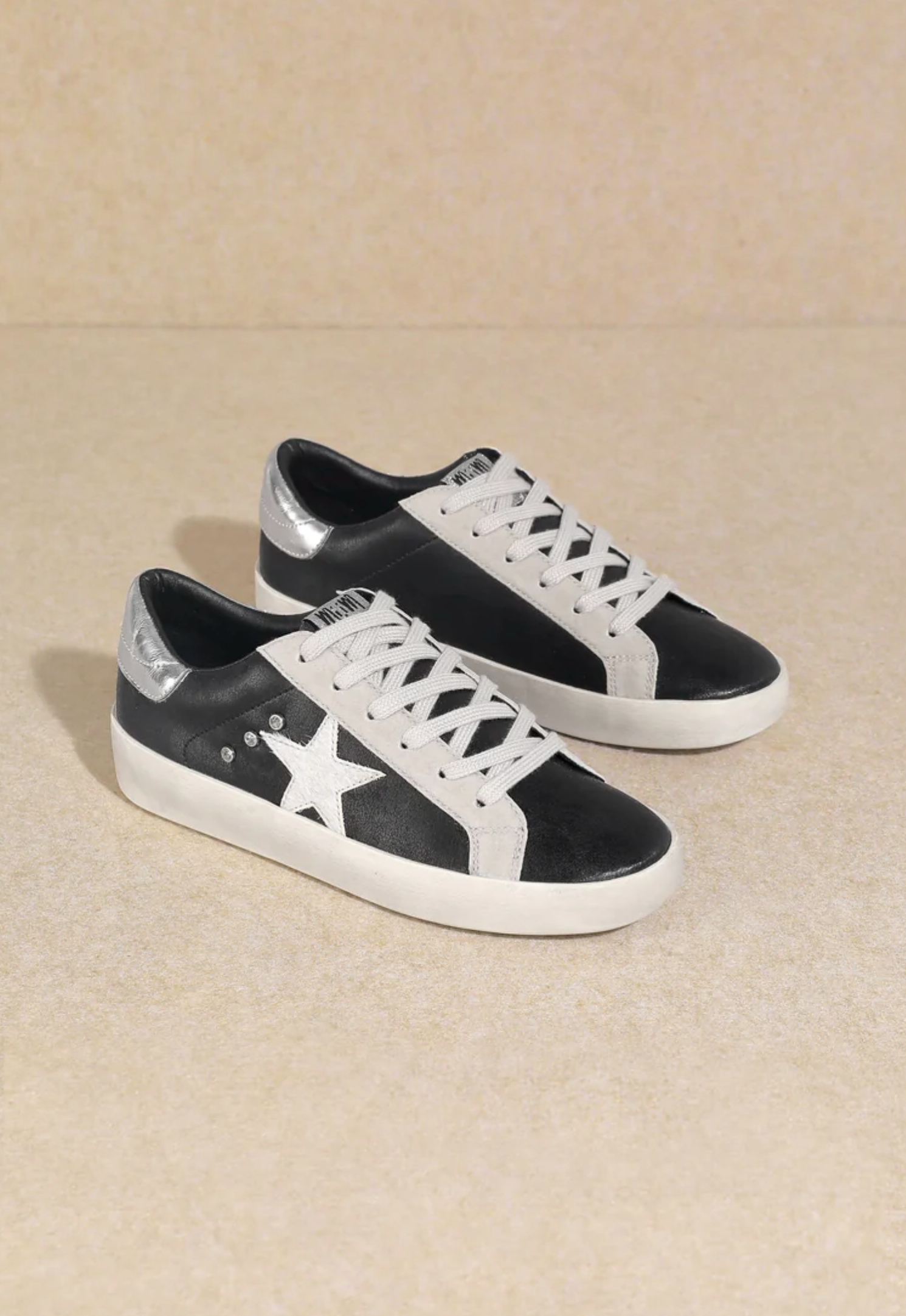 BRADY Black & Silver Star Accented Sneaker-Sneakers-Krush Kandy, Women's Online Fashion Boutique Located in Phoenix, Arizona (Scottsdale Area)