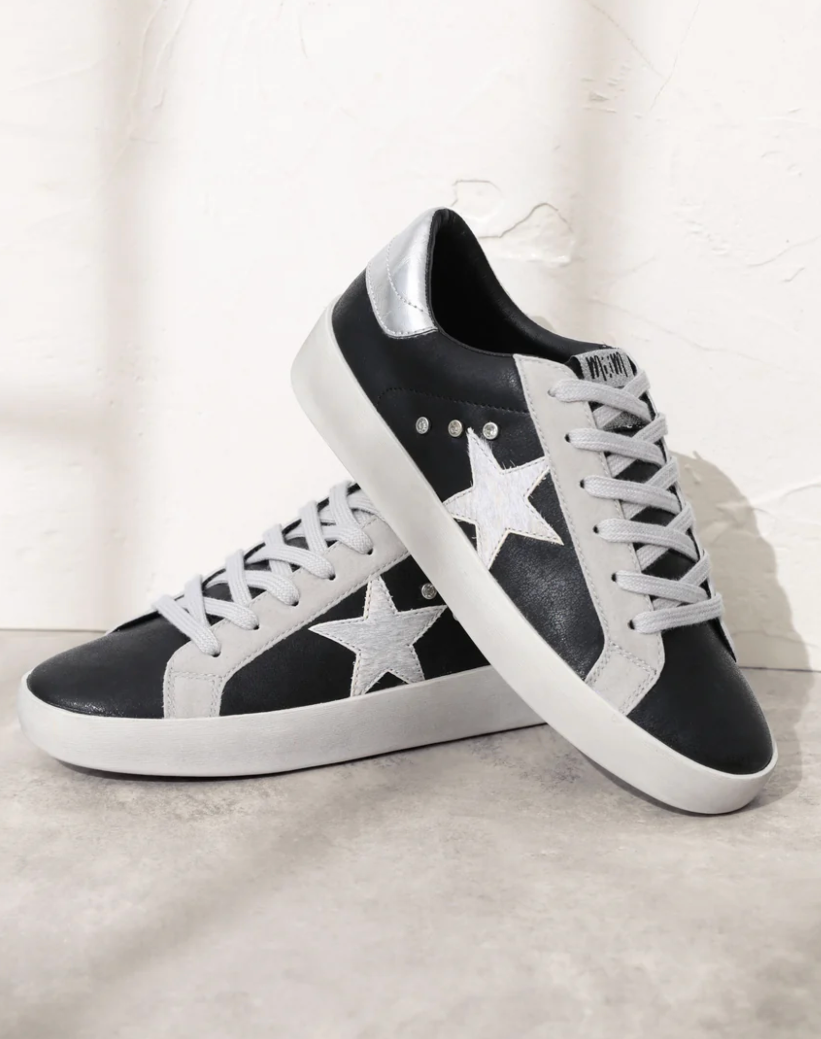 BRADY Black & Silver Star Accented Sneaker-Sneakers-Krush Kandy, Women's Online Fashion Boutique Located in Phoenix, Arizona (Scottsdale Area)