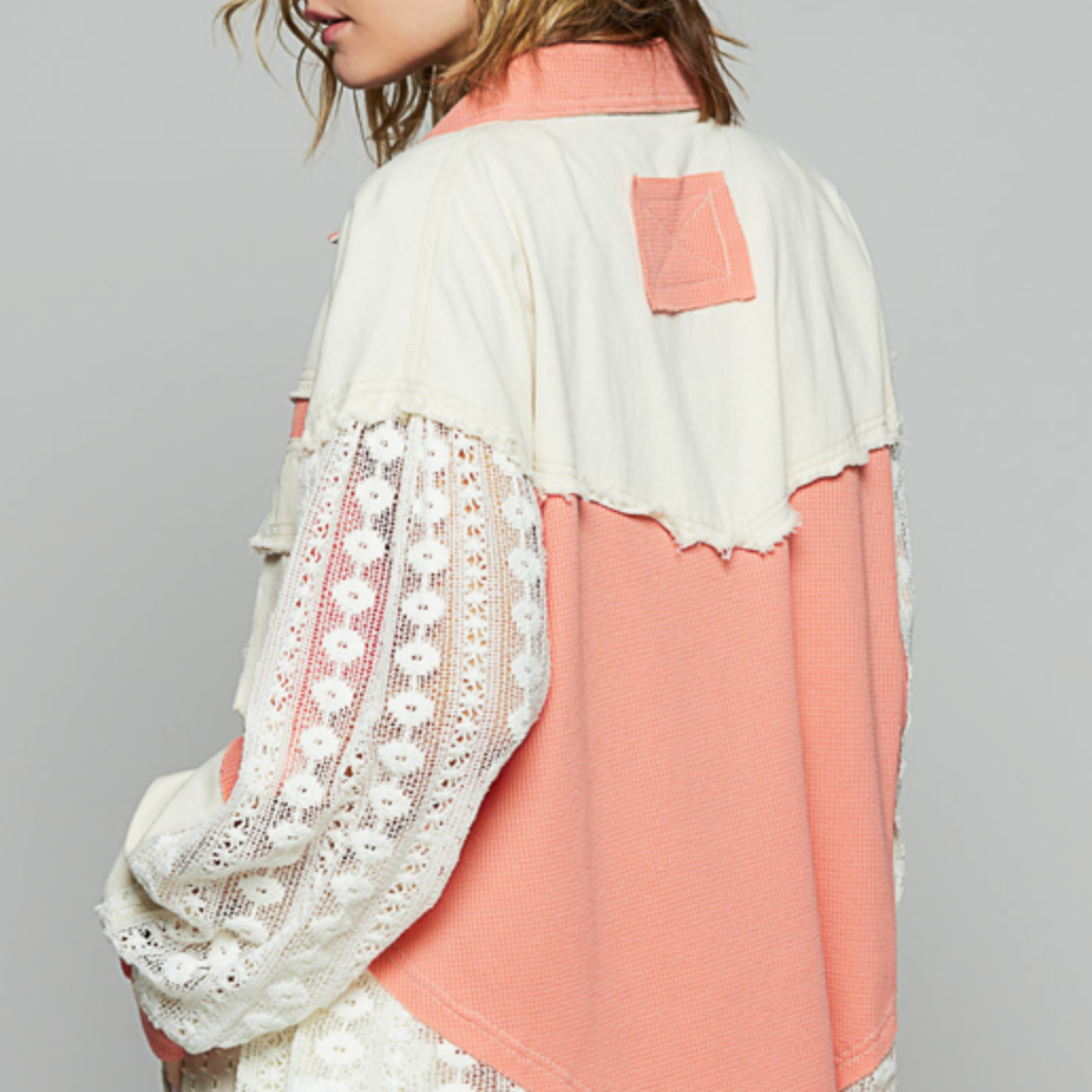 POL Lace Jean Jacket-Jackets-Krush Kandy, Women's Online Fashion Boutique Located in Phoenix, Arizona (Scottsdale Area)