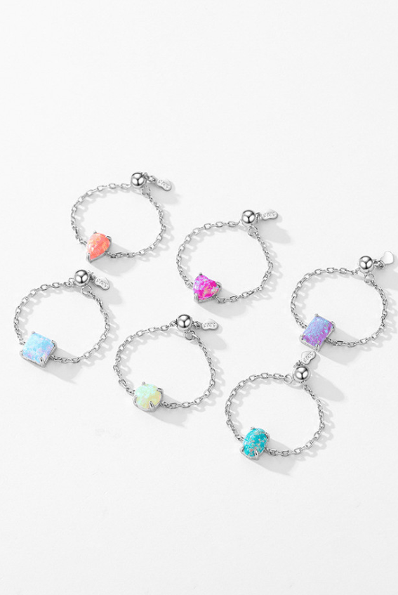Sterling Silver Opal Geometric Minimalist Band Ring-Ring-Krush Kandy, Women's Online Fashion Boutique Located in Phoenix, Arizona (Scottsdale Area)