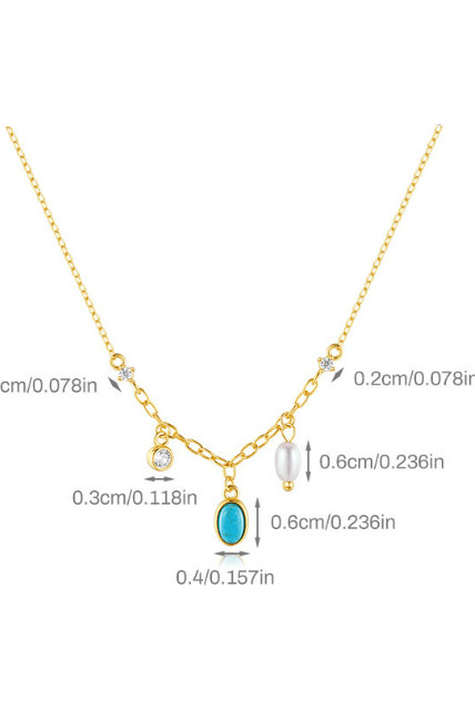 Turquoise Geometric Vintage Necklace-Necklaces-Krush Kandy, Women's Online Fashion Boutique Located in Phoenix, Arizona (Scottsdale Area)
