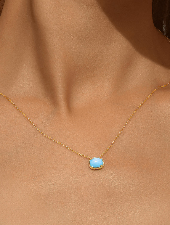 Turquoise Geometric Minimalist Necklace-Necklaces-Krush Kandy, Women's Online Fashion Boutique Located in Phoenix, Arizona (Scottsdale Area)
