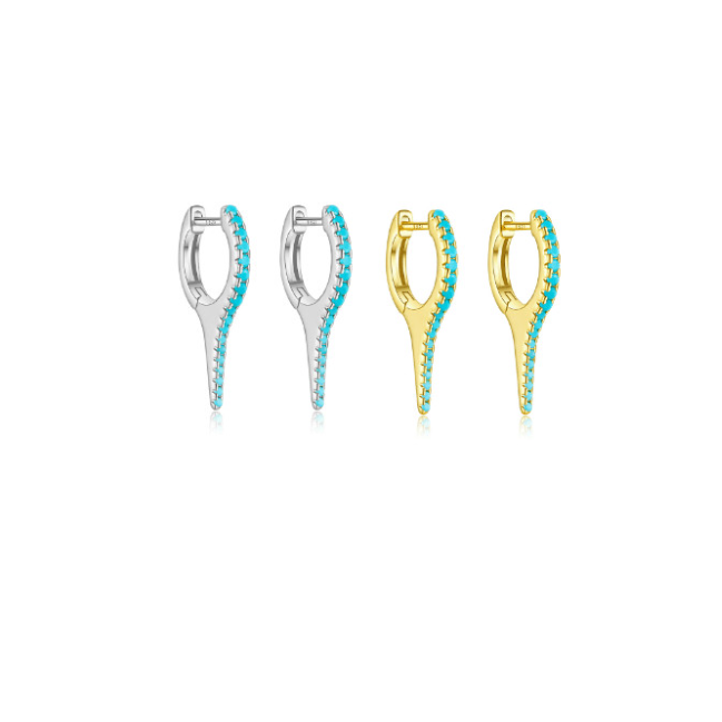 Turquoise Geometric Minimalist Huggie Earrings-Earrings-Krush Kandy, Women's Online Fashion Boutique Located in Phoenix, Arizona (Scottsdale Area)