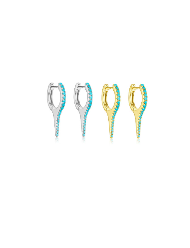 Turquoise Geometric Minimalist Huggie Earrings-Earrings-Krush Kandy, Women's Online Fashion Boutique Located in Phoenix, Arizona (Scottsdale Area)