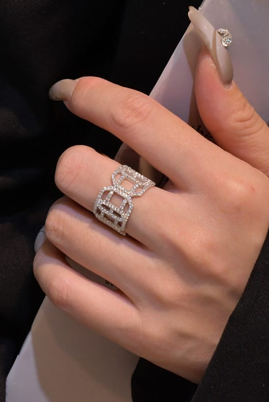 Cubic Zirconia Geometric Luxury Band Ring-Ring-Krush Kandy, Women's Online Fashion Boutique Located in Phoenix, Arizona (Scottsdale Area)