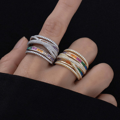 Cubic Zirconia Geometric Luxury Stackable Ring-Ring-Krush Kandy, Women's Online Fashion Boutique Located in Phoenix, Arizona (Scottsdale Area)
