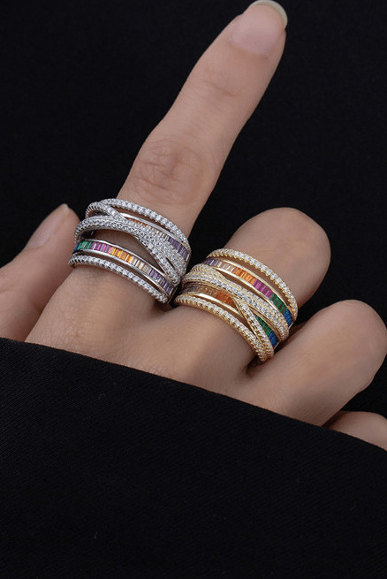 Cubic Zirconia Geometric Luxury Stackable Ring-Ring-Krush Kandy, Women's Online Fashion Boutique Located in Phoenix, Arizona (Scottsdale Area)