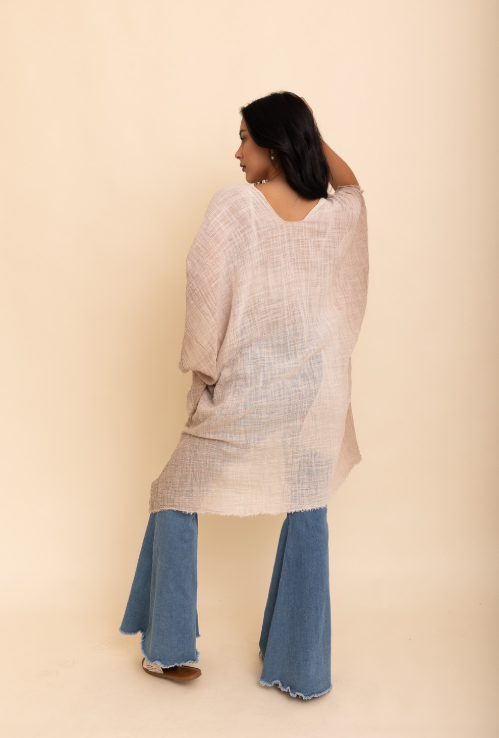 Frayed Cotton Bohemian Ombre Kimono-Kimonos-Krush Kandy, Women's Online Fashion Boutique Located in Phoenix, Arizona (Scottsdale Area)