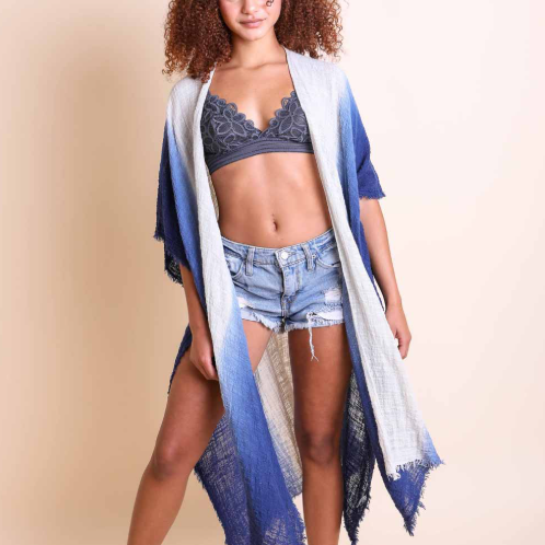 Frayed Cotton Bohemian Ombre Kimono-Kimonos-Krush Kandy, Women's Online Fashion Boutique Located in Phoenix, Arizona (Scottsdale Area)