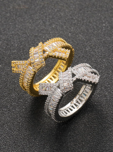 Shimmering Cubic Zirconia Bowknot Ring-Rings-Krush Kandy, Women's Online Fashion Boutique Located in Phoenix, Arizona (Scottsdale Area)