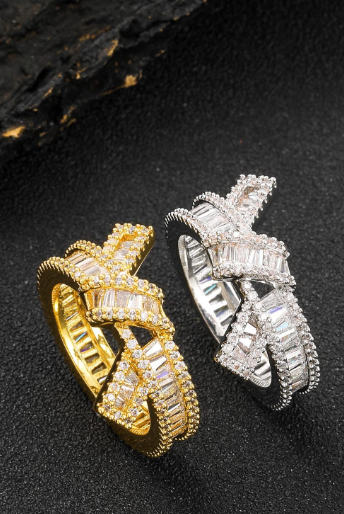 Shimmering Cubic Zirconia Bowknot Ring-Rings-Krush Kandy, Women's Online Fashion Boutique Located in Phoenix, Arizona (Scottsdale Area)