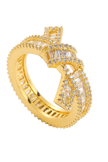 Shimmering Cubic Zirconia Bowknot Ring-Rings-Krush Kandy, Women's Online Fashion Boutique Located in Phoenix, Arizona (Scottsdale Area)