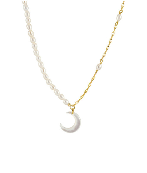 Freshwater Pearl Moon Trend Beaded Necklace-Necklaces-Krush Kandy, Women's Online Fashion Boutique Located in Phoenix, Arizona (Scottsdale Area)