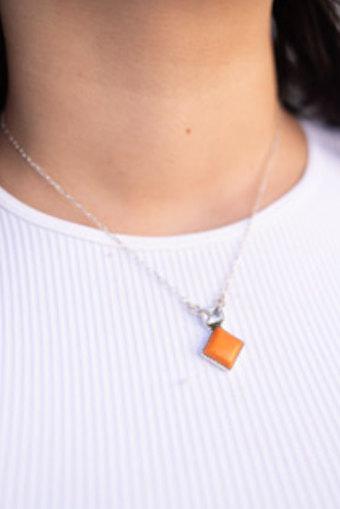 Tangerine Rosarita CZ Dainty Chain Necklace-Necklaces-Krush Kandy, Women's Online Fashion Boutique Located in Phoenix, Arizona (Scottsdale Area)