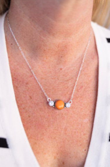 Tangerine Rosarita CZ Dainty Chain Necklace-Necklaces-Krush Kandy, Women's Online Fashion Boutique Located in Phoenix, Arizona (Scottsdale Area)