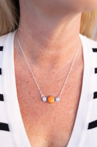 Tangerine Rosarita CZ Dainty Chain Necklace-Necklaces-Krush Kandy, Women's Online Fashion Boutique Located in Phoenix, Arizona (Scottsdale Area)