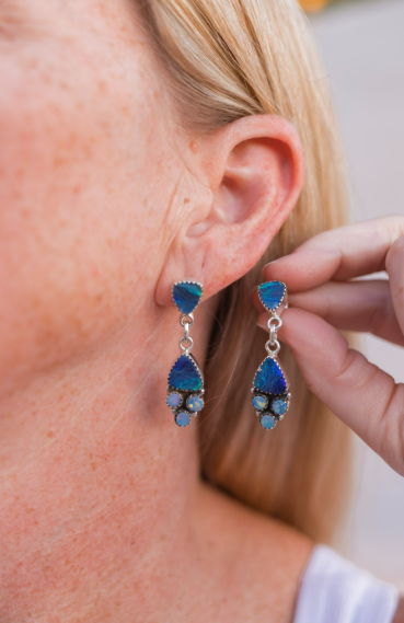 Double Opal Cluster Earrings-Earrings-Krush Kandy, Women's Online Fashion Boutique Located in Phoenix, Arizona (Scottsdale Area)