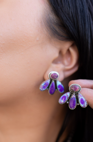 Desert Jasper Three Petal Studs-Earrings-Krush Kandy, Women's Online Fashion Boutique Located in Phoenix, Arizona (Scottsdale Area)